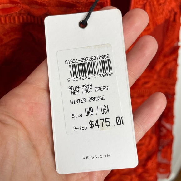 Reiss | NWT Adia Lace Dress Winter Orange US 4 - Picture 5 of 10